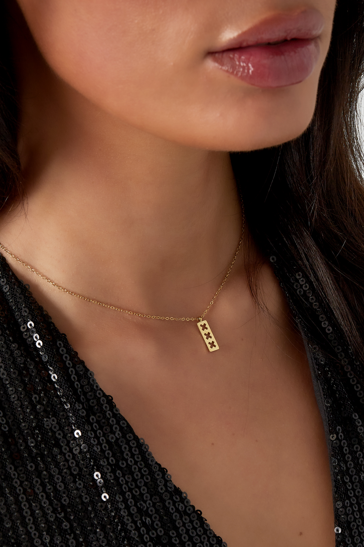 Trio X necklace - Gold color h5 Picture2